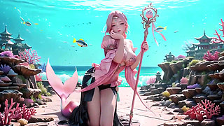 Pink Mermaid Queen! Private Gaze in the Underwater Palace, From Deep Sea Dreams to Beach Climax.