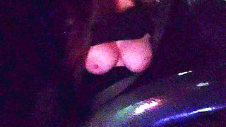 Italian Big Tits MILF Artemisia Love Flashing Her Tits While Driving Around at Night