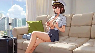 Horny Stewardess Masturbates Then Gets Fucked Hard Ai Generated