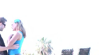 Beautiful slut with big tits rides a horny young stud