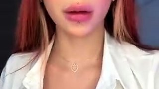 Brunette amateur babe strips off and masturbates