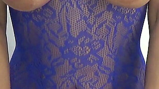 Solo of a Hairy MILF in a Blue Suit