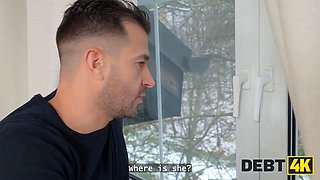Debt4k. the delivery woman brought her Tight Pussy for dinner