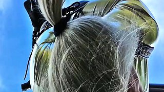 Outdoor whipping of blonde wife in hardcore public