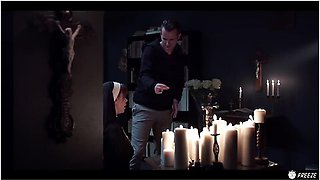 Freeuse Fantasy, Sata Jones And Sam Bourne - Porn For Atheists - Redhead Nun Time Stop Facefucked With Cum In Mouth