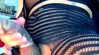 Solo tranny with big boobs jerks off her cock