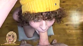 Trans Fuckslut sucks ample manhood and guzzles spunk - prettyboi2000x