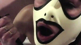 Tied up on a bed wearing pantyhose and high heels, roughly throated and hard fucked