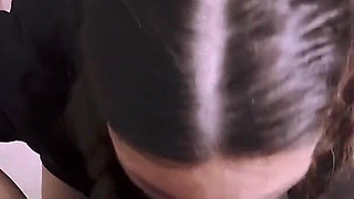 Amateur Wife in Pigtails Swallows the Big Load