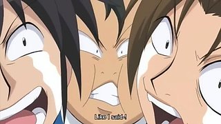 Anime schoolboy defiles two horny hentai girls, as an audience of students observe