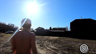 Naked Teen Walks in Spring Forest