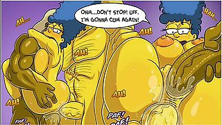 Car Toon - The Simpsons - Marge Erotic Fantasies - 2 Big Cocks In Both Holes Dp Anal