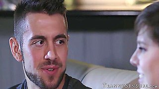 Sensual Teen 18+ Tranny Cum Sprayed Over Juicy Tits With Chelsea Poe And Dante Colle