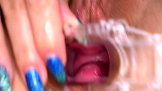 Big Boobed Blonde Masturbates With A Dildo In The Bathroom