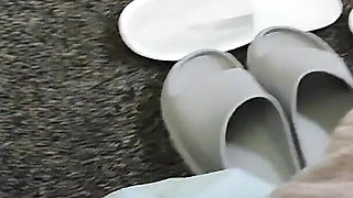 Mistress Fucks Her Slave Husband in the Ass with Her Feet and Rubs Her Juicy Pussy in Excitement