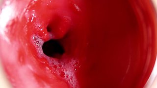 Crazy ASMR cumshot inside pussy caught on camera from the inside