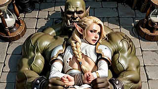 Blonde Elf Babe Gets a Pounding From the Orc King's Cock Part2. Waifu Hentai Animation.