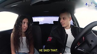 Passionate casting babe shares intense car and butt action on couch