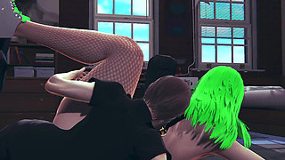 My Hot Green-Haired Girl B. E. - 3D Animation