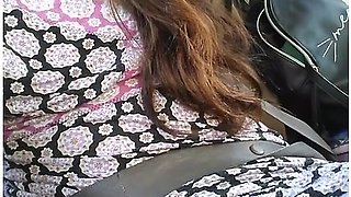 Public Car Play Makes Me Excited! Hairy Pussy Thick Thighs Slut In Passenger Seat Flashes