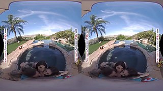 It's a Naughty America Day at the Pool with 3 hot babes!