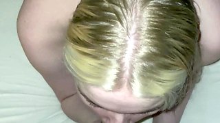 Real amateur blonde gives a hot POV blowjob on the train