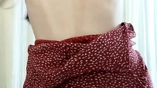 Brunette solo darling masturbating at home