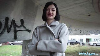Small tits clip with delightful escort from Public Agent