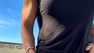 Busty blonde outdoor masturbation fun times