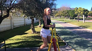 Beautiful big titted teen outdoor masturbation