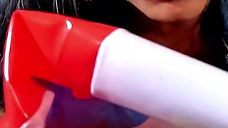 Denim Beach Ball Humiliation. Deepthroat, Popping, Doggy and Double Cum