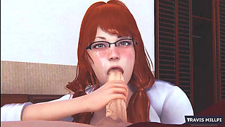 MILF Stepmom Struggling Dick with Her Mouth