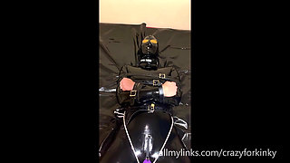 Submissive wife in latex tied up has a great orgasm