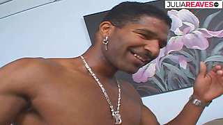 Sexy girl moans as a monster black cock thrusts her tight pussy