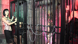 Kinky sluts in leather uniforms enjoying rough orgy