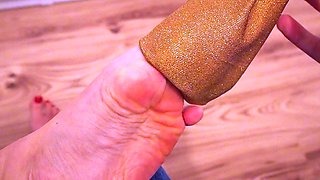 Blonde MILF Fulfills Mans Foot Fetish