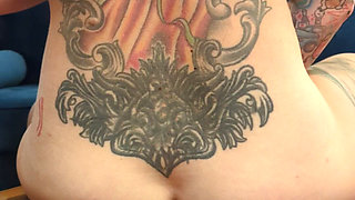 Tattoo MILF Riding Black 8 Dildo