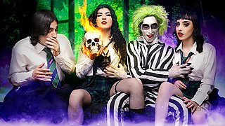 This wild Beetlejuice costume sex parody