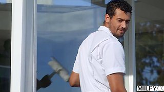 Redheaded Hoe Rides Big Latin Cock By The Pool