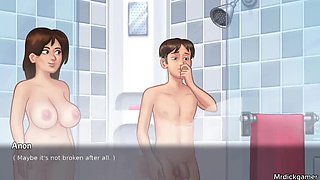 Busty Indian Stepmom Handjob in Shower - Creampie Sex with Step Son