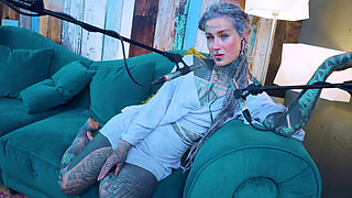 I talk about F - Fear - ASMR podcast SFW talking goth skinny girl dreadlocks tattoo model inked girl