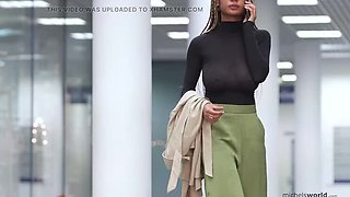 Michel Chloe Braless See Through Outfit Public Flashing German Outdoor HD