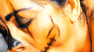 Possessed hot neighbor makes the best blowjob with cum in her mouth and swallows it all. ASMR Moaning and swallowing cum