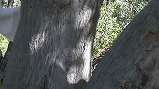 Blond innocent teen model masturbate in forest