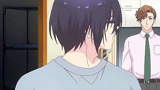 Dominant anime boy bends nerdy uke for raw doggystyle