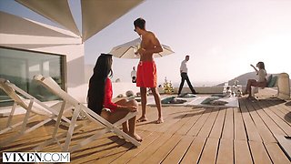 Plastic Little Caprice and Apolonia LaPiedra - reverse cowgirl scene - Vixen