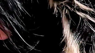 Glossy Fur Hooded Downjacket POV. Deepthroat, Sleeve Play, Riding and Double Cum