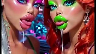 Funny Lesbians Tongue and Kiss Fetish, Ai Animation