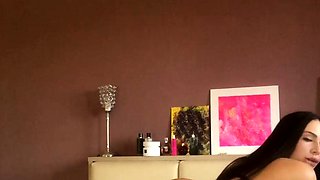 Busty brunette babe tease you with her big boobs