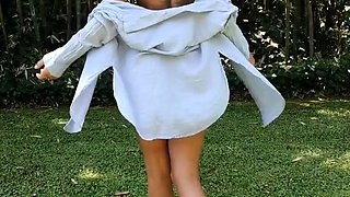 Busty blonde outdoor masturbation fun times